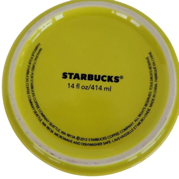 Starbucks Coffee Tea Mug Lime Green Glossy Ceramic Cup 2012 14 oz - Picture 7 of 9